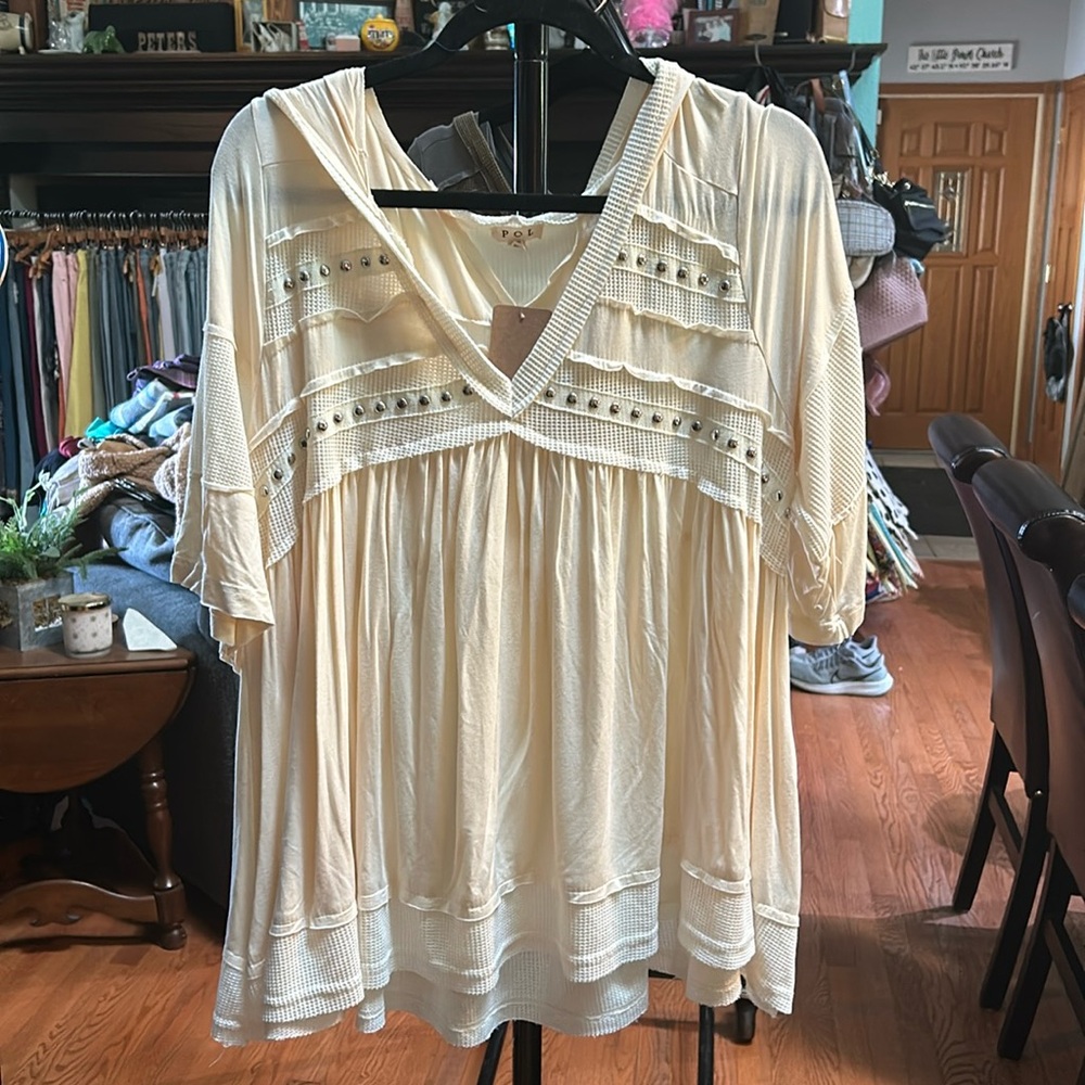 Off White Top With Hood